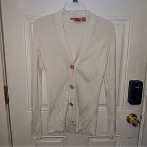 Tory Burch Cream Button-Up Cardigan
